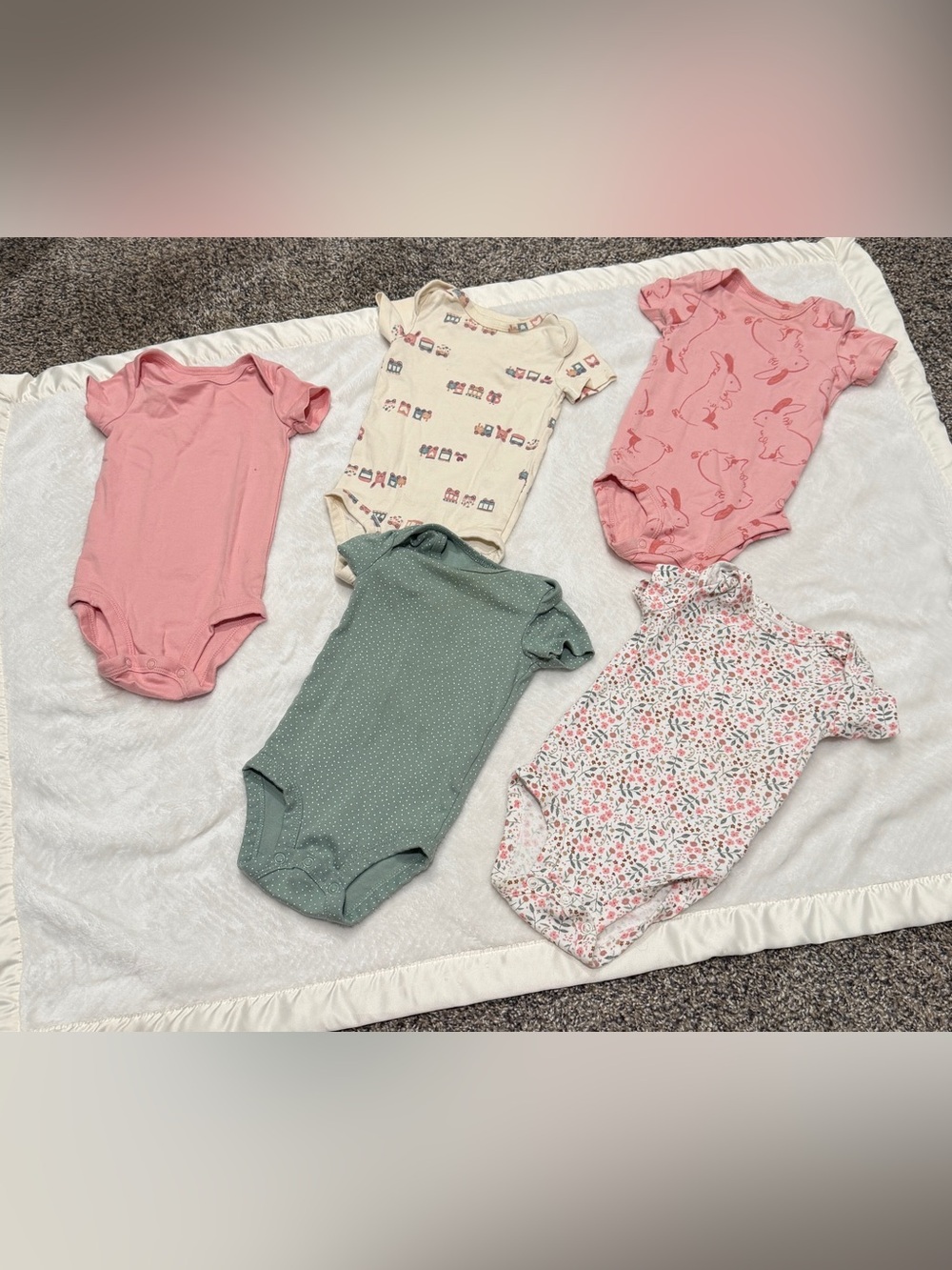 Carter's Pink & Sage Assorted Baby One-Piece Bodysuits (5-Pack)